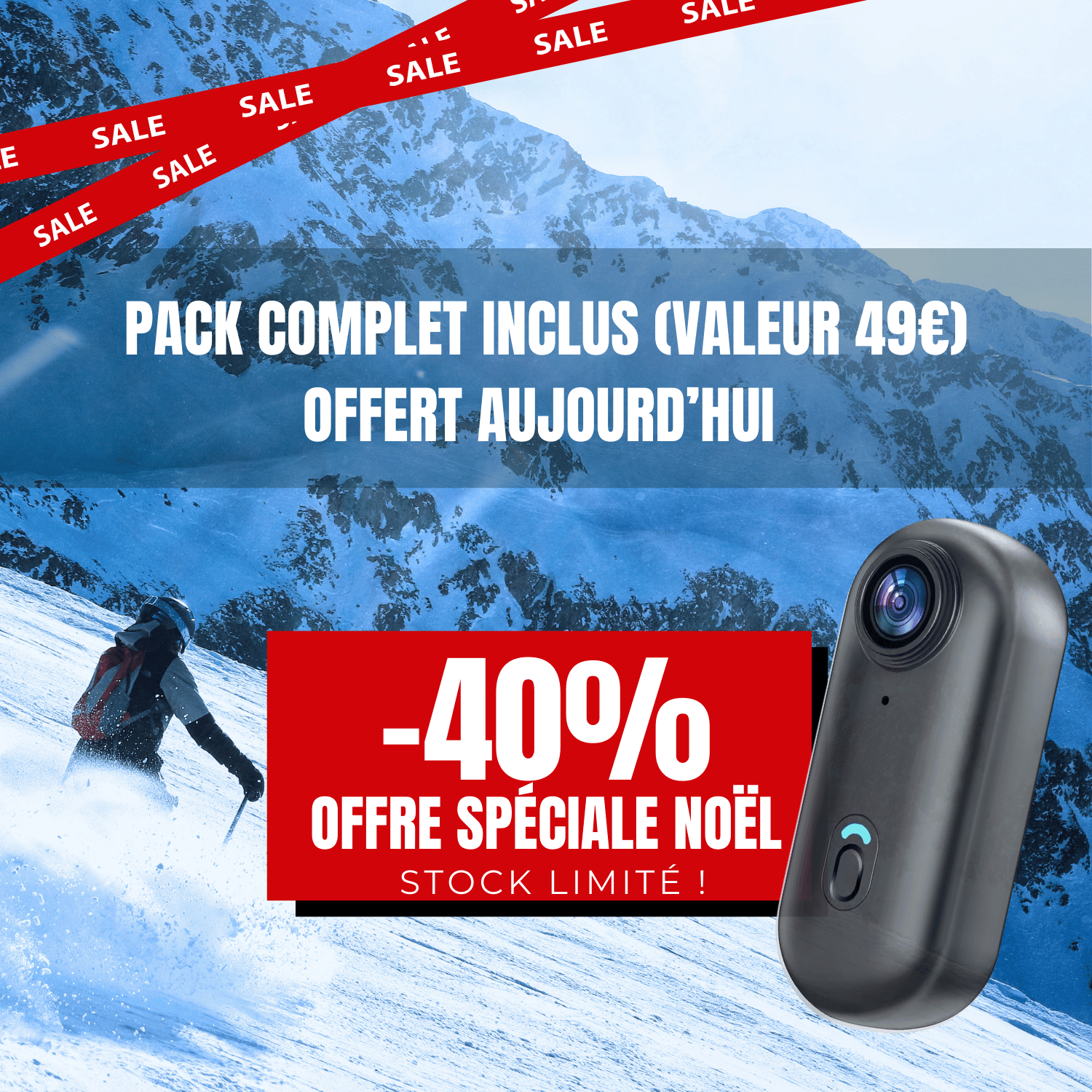 Caméra POV 4K Ultra HD – Parfaite pour Skieurs & Snowboarders